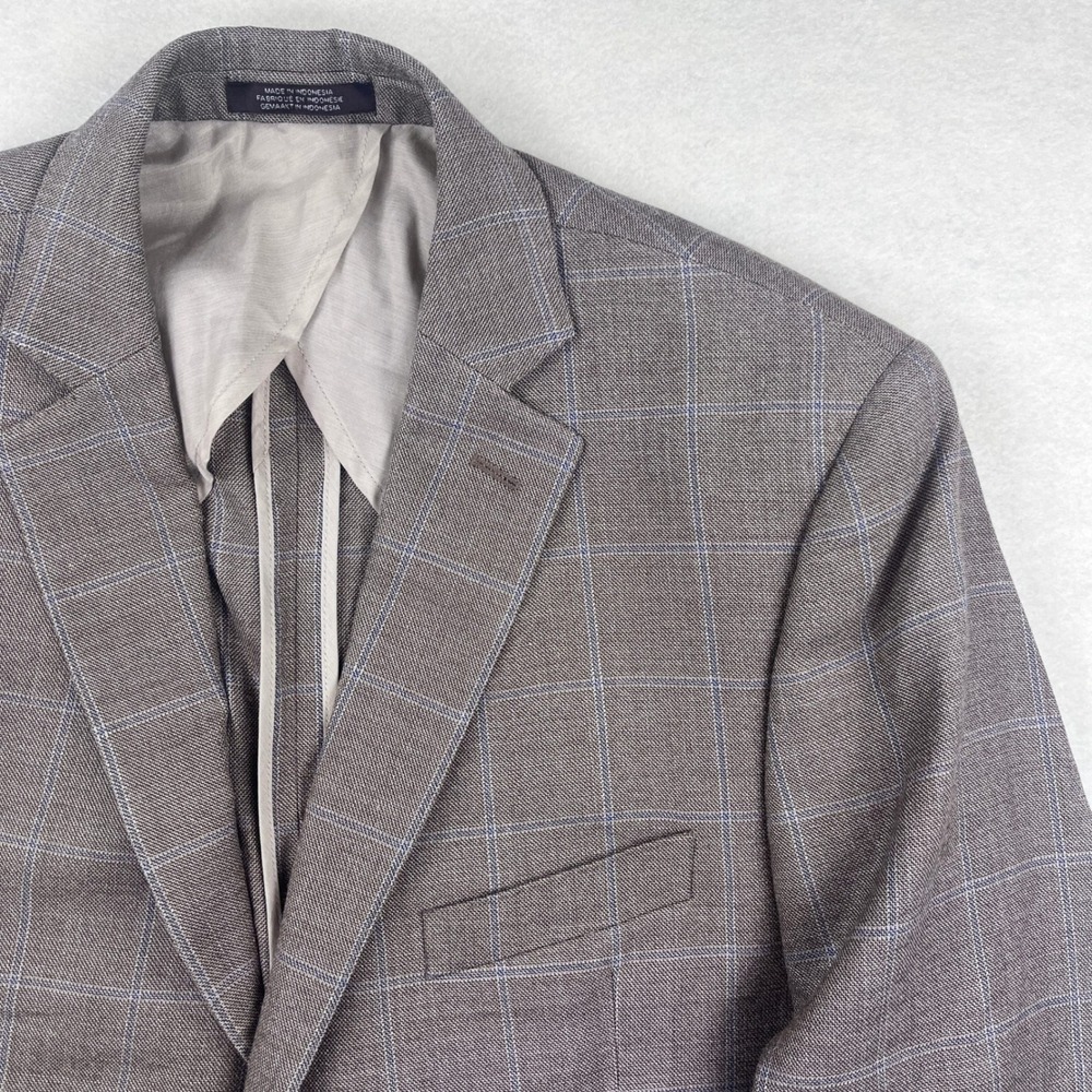 Black Brown 1826 Jack Slim 1/4 Lined Silk Wool Windowpane Sport Coat 42S Mens